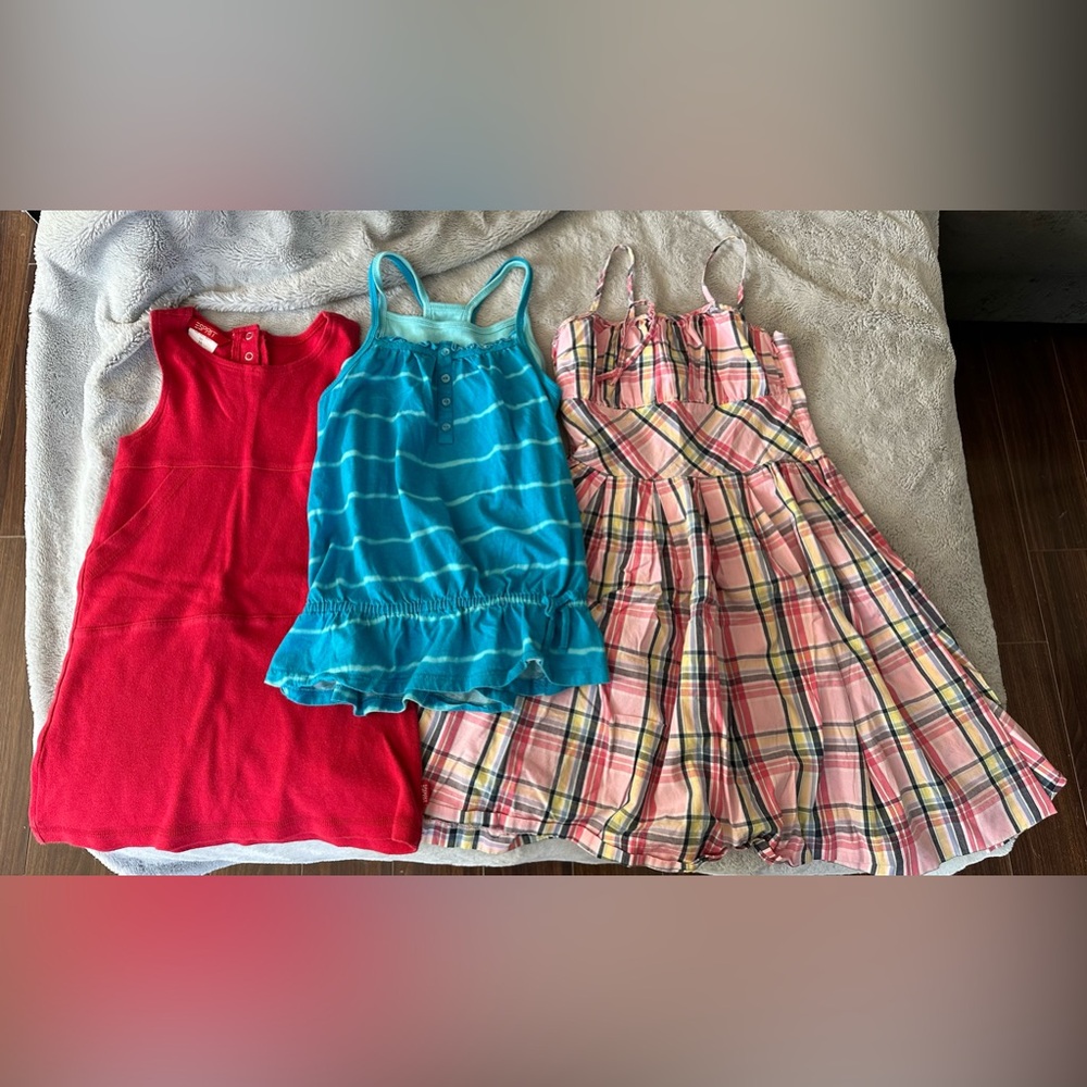 Bundle of girls clothing two dresses two piece double layered top 7/8 7-8 7 8